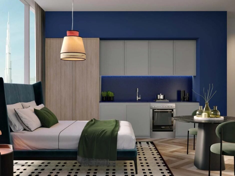 Studio apartments in Peninsula Three under construction, Business Bay, Dubai